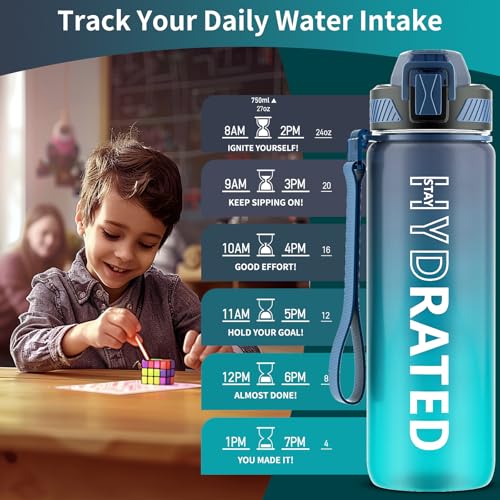QLUR 27oz Motivational Water Bottle with Straw - BPA Free, Leakproof