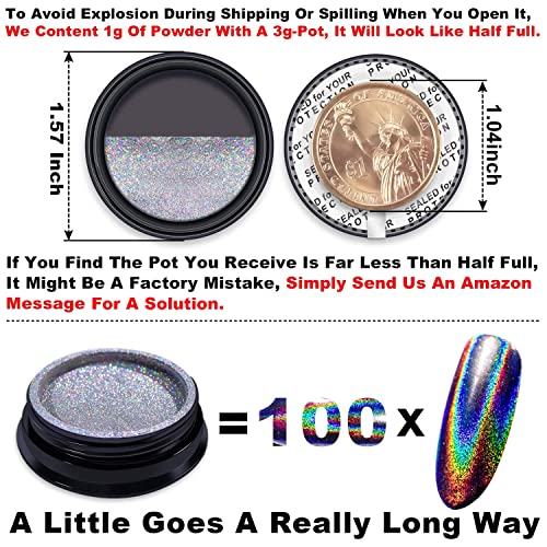GA&EN Holographic Unicorn Chrome Nail Powder - 35 Micron Glitter
