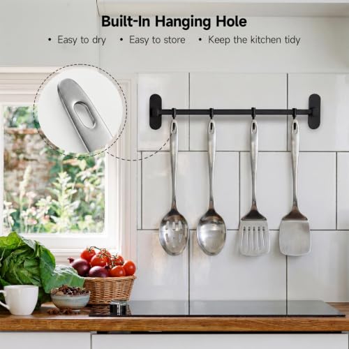 4-Piece Stainless Steel Cooking Utensils Set - Spatula & Spoons