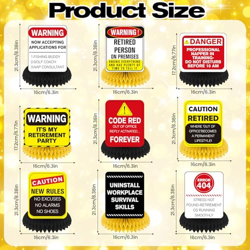 Funny Retirement Party Centerpieces - 9Pcs Honeycomb Decorations