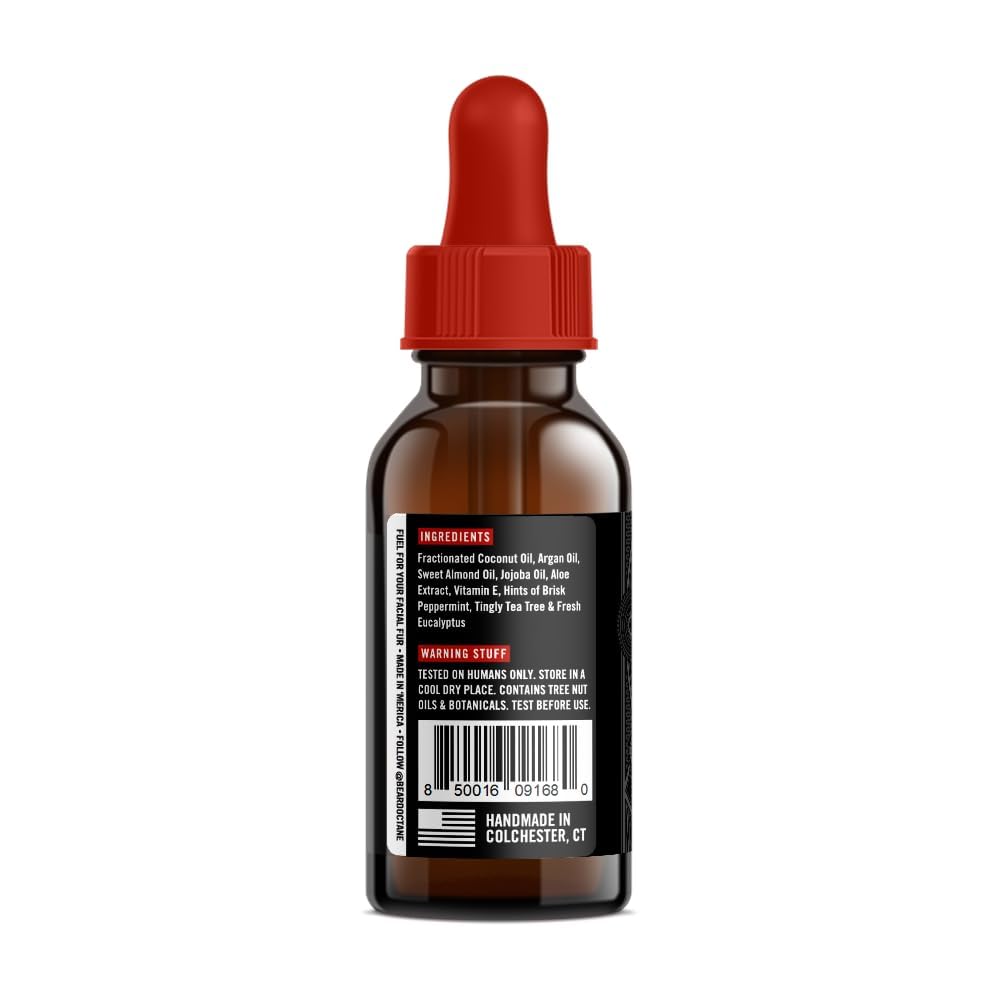 Beard Octane Beard Oil for Men – Cold Start (Peppermint, Tea Tree, Eucalyptus) – Softens & Conditions Dry Beards With Argan & Jojoba – 1oz