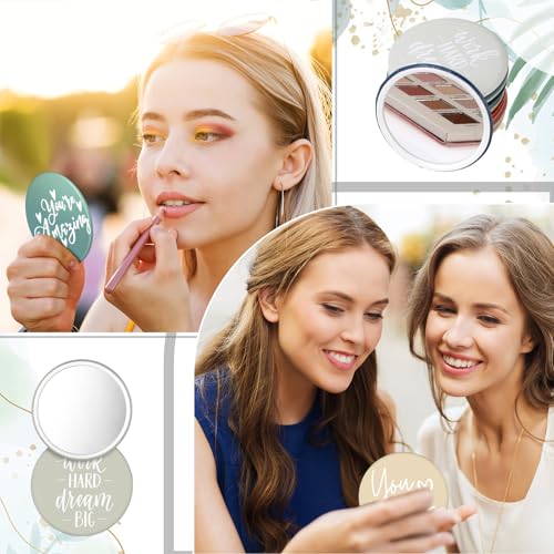 30 Pcs Inspirational Compact Mirrors for Women, 2.76-Inch Portable Bulk Gift