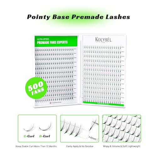 Kolybel 500 Wispy Premade Lash Fans - 7D 0.07 C Curl 8-15mm