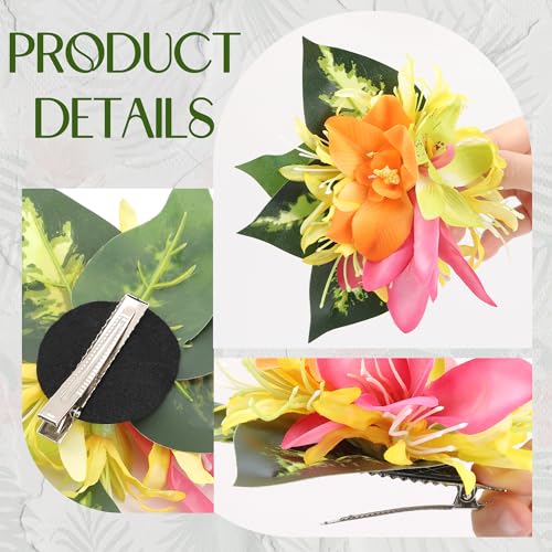 Hawaiian Tropical Flower Hair Clips - Handmade Orchid Hairpins (2 PCS)