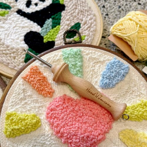 Punch Needle Rug Hooking Tool with Beech Wood Handle - Size #8 Fine