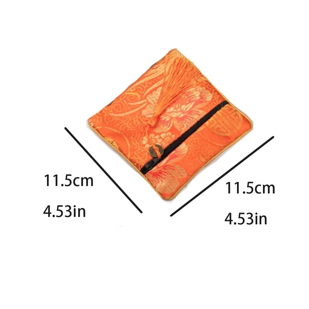 Chinese Style Money Bag Dragon Small Handbag Mini Embroidery Canvas Coin Purse Sweet Tassel Flower Jewelry(T)