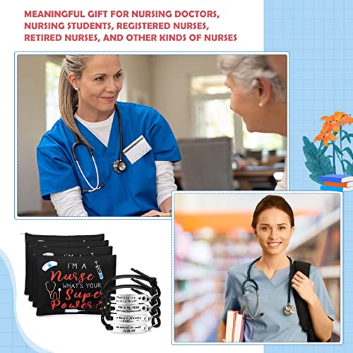 16-Piece Nurse Appreciation Gift Set: 8 Canvas Cosmetic Bags & 8 Bracelets