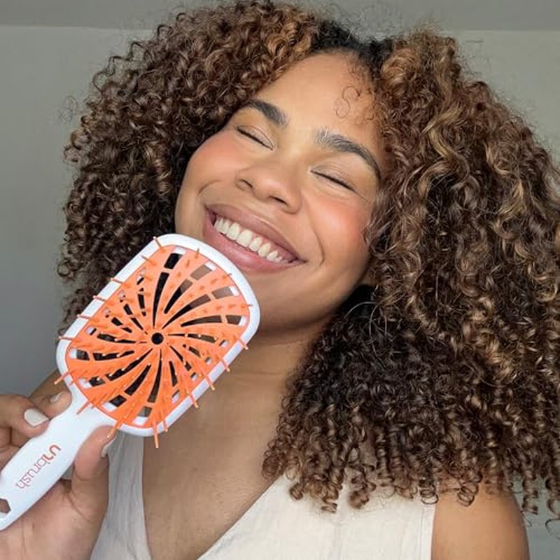 FHI Heat UNbrush Plus ? Curly Hair Brush for Gentle & Effective Detangling on Wet or Dry Fragile Hair Types ? Detangler Brush w/ 84 UltraFlex Bristles, Ultra-light, Vented, Anti Static Hairbrush
