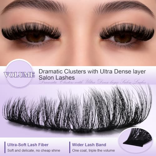B&Q Fluffy Lash Clusters Kit 70D+90D Volume Eyelash Extensions 10-18mm, D Curl, 280PCS