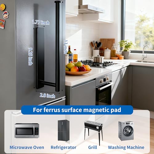 Magnetic Paper Towel Holder - No Drill, Black Stainless Steel