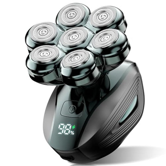 Head Shavers for Bald Men: ???? ???????????????? Electric Razor with Magnetic Removable Head, IPX7 Waterproof Shaver, LED Display & Type-C Fast Charging ?????? ????????????'?? ?????? (Mint Green)