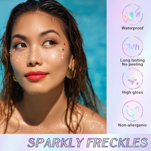 Holographic Glitter Freckles for Face & Body - Festival Makeup