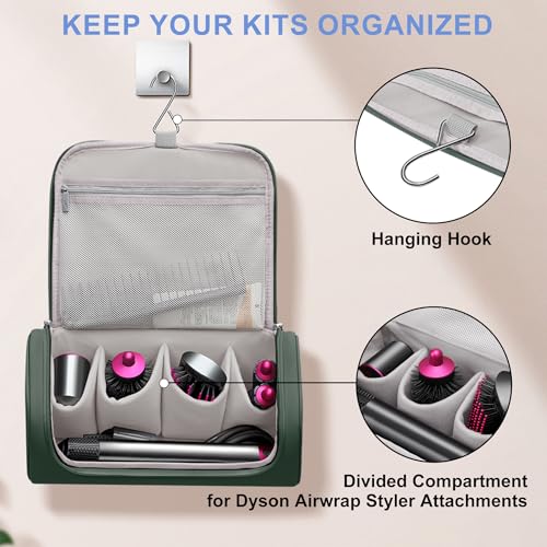 Linpr Green Travel Case for Dyson Airwrap with Hanging Hook