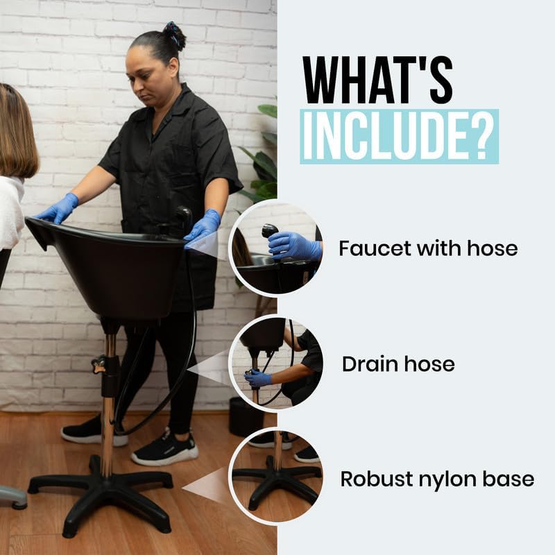 Portable Shampoo Bowl - Ergonomic Deep Wash Basin for Hairstylists & Seniors | Steel Structure, Home Use