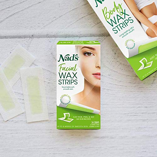 Nad's Facial Wax Strips - Fragrance-Free Hair Removal | 48 Count (Pack of 2)