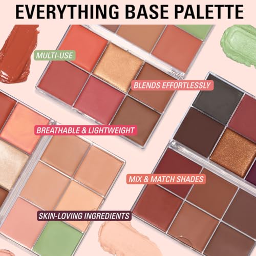 Revolution Everything Base Face Icon Complexion Palette, Multi-Use Cream Contour, Concealer, Corrector, Highlighter & Blush Kit, Vegan & Cruelty-Free, Light