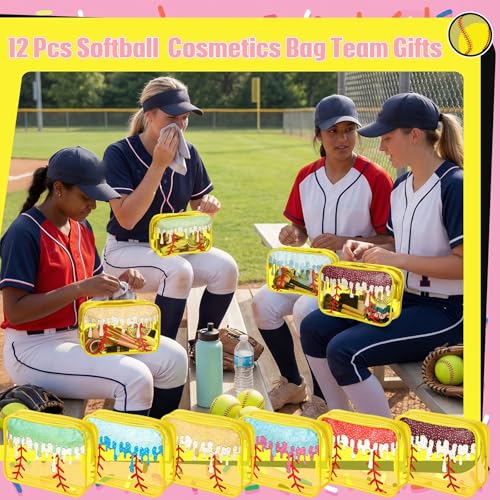 12 Pcs Ice Cream Drip Softball Clear Cosmetic Bags - Waterproof Pouch