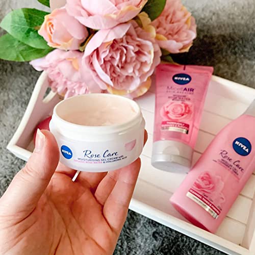 NIVEA Rose Water & Hyaluronic Acid 24h Face Moisturizer - Light Gel Cream for Sensitive Skin, 50ml