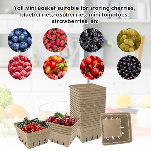 30 Pcs Natural Pulp Fiber Berry Baskets for Fruits & Vegetables