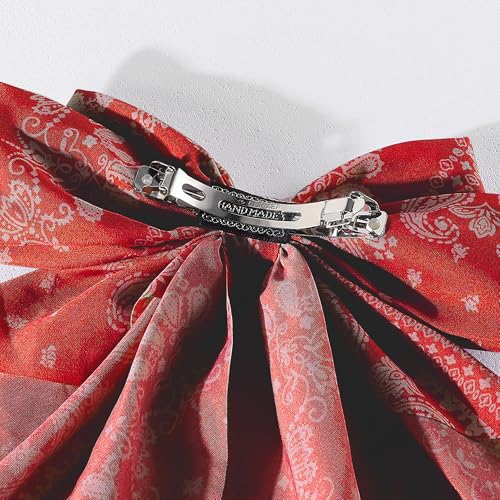 Red Bandana Hair Bow for Women - Large Casual & Special Occasion Accessory