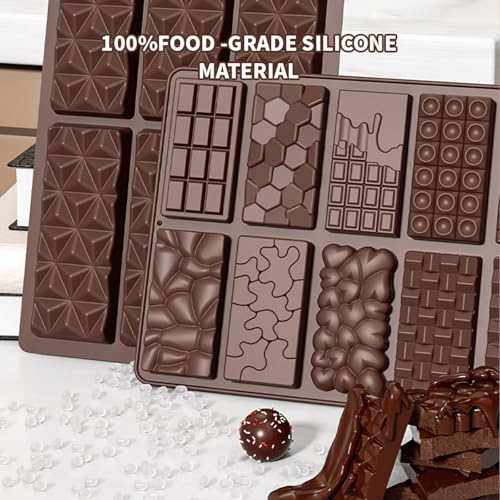 Silicone Chocolate Bar Molds - 2-Piece Non-Stick 12 Cavities