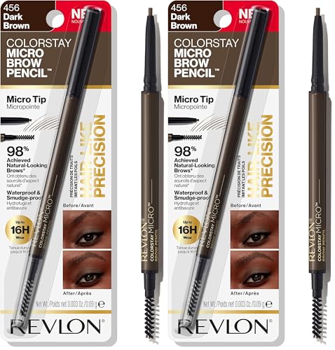 Revlon ColorStay Micro Eyebrow Pencil, Dark Brown, Waterproof, 2-Pack