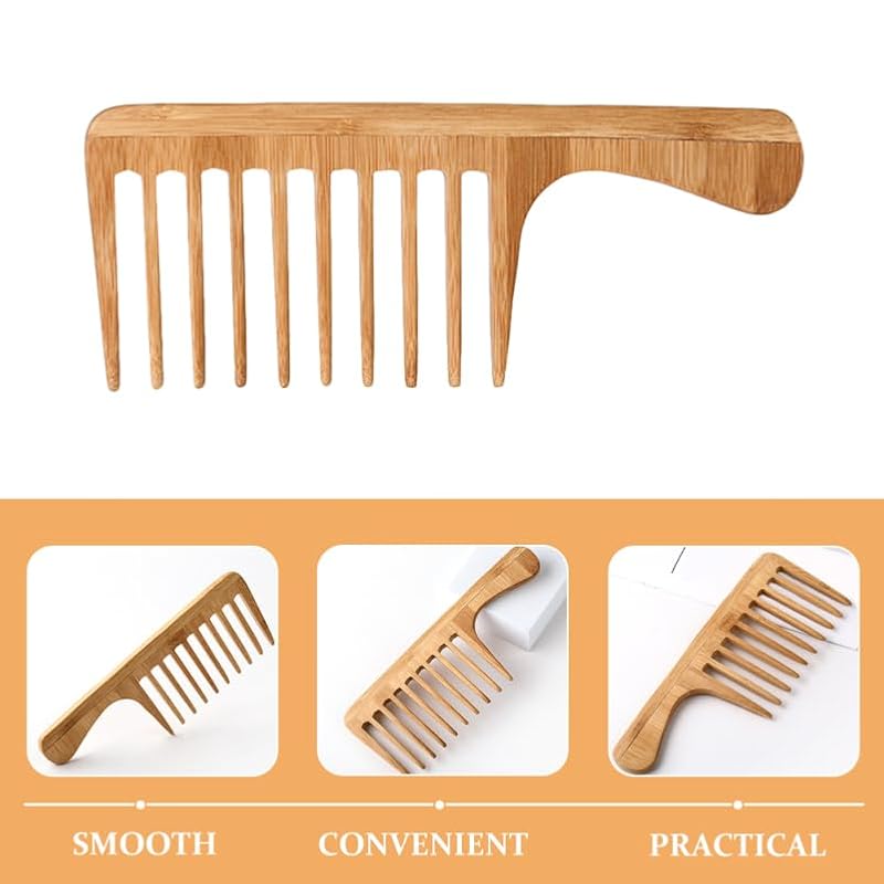 Healeved Wide Tooth Bamboo Comb - Large Detangling Hair Styling Tool