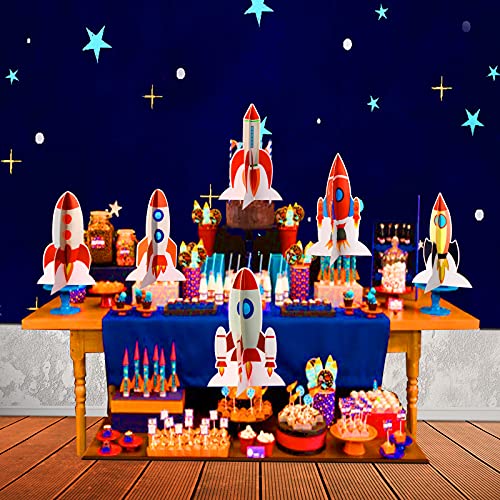Yewong 6-Piece Outer Space Rocket Centerpieces for Parties