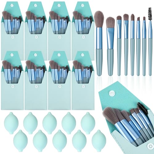 SiliFine 20 Pcs Travel Makeup Brush & Sponge Set with Blue Bag - Compact & Portable