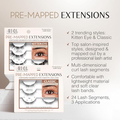 Ardell Wispy Pre-Mapped Eyelash Extensions Kit - 4 Pairs with Glue, Remover & Tweezers (Variation: Wispy)