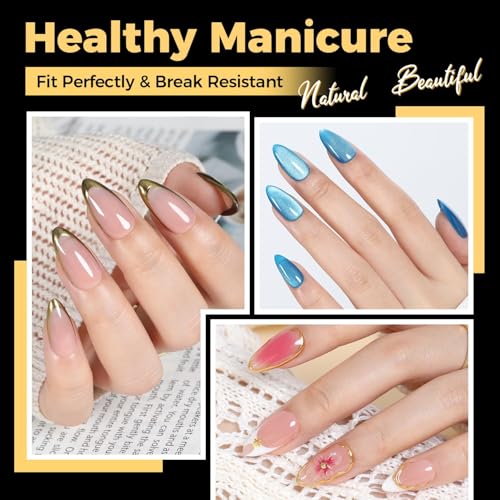 UNA GELLA 600 Pcs Almond Gel Nail Tips - Clear Press On Nails