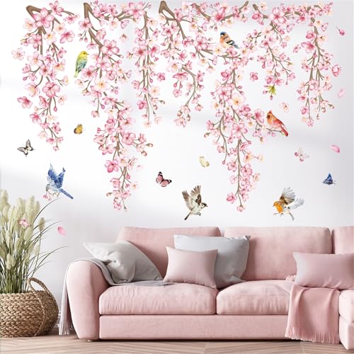 Cherry Blossom Wall Decals - Removable Pink Floral Stickers