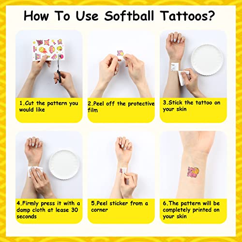 144 Pcs Softball Temporary Tattoos - Party Favors & Decorations