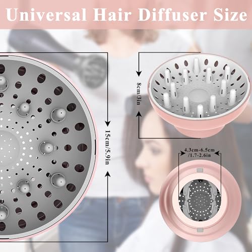 Universal Hair Dryer Diffuser Attachment for Curly Hair, 1.7-2.6 Inch, Pink