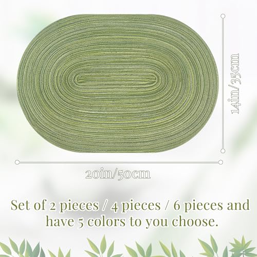 JeogYong Oval Placemats Set of 2 | Washable & Heat-Resistant 14x20