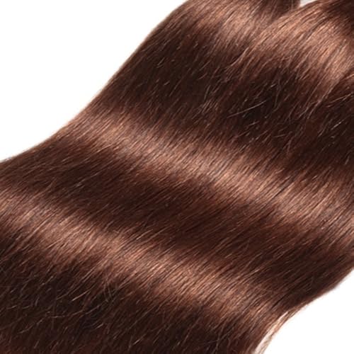 Aonbamds 3 Bundles Human Hair Extensions Brown Straight 12-16 Inch Virgin Brazilian