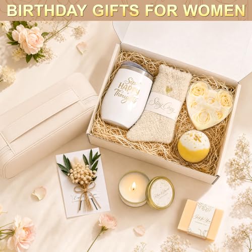 Birthday Gifts for Women, Self Care Spa Gift Basket with Empty Makeup Bag, Thinking of You Care Package Gift Box, Get Well Soon Gifts for Women, Mom, Friend, Sister, Gift Set for Her