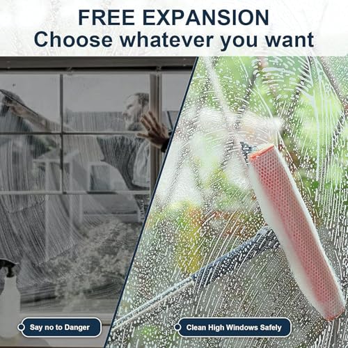 2-in-1 Window Squeegee with 56" Stainless Steel Handle