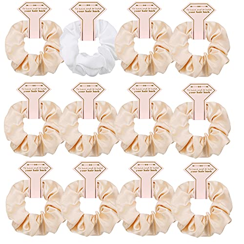 Hasoar 12-Pack Linen Satin Bridesmaid Scrunchies Gift Set for Bridal Party