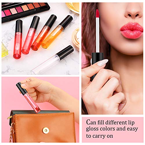 Patelai 50 Pack 10ml Lip Gloss Containers with Wands & Black Caps