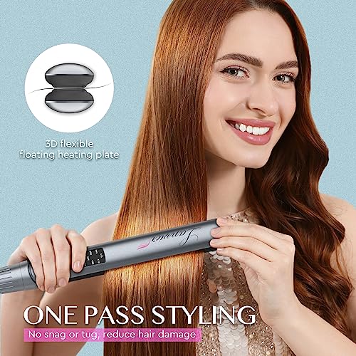 LANVIER Grey 2-in-1 Hair Straightener & Curler, Nano Silver Titanium Flat Iron