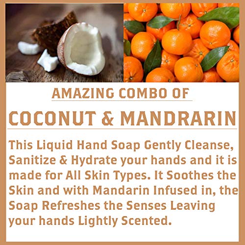 Olivia Care Mandarin & Coconut Liquid Hand Soap - 18.5 Fl Oz, Natural Moisturizing Formula