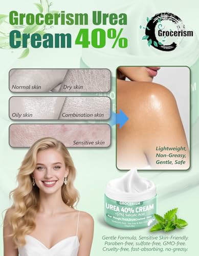 Grocerism 40% Urea Foot Cream with Salicylic Acid, 5.29oz - Softens Dry, Callused Skin