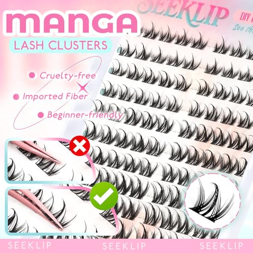 SeekLip Spiky Doll Manga Eyelash Clusters 8-16mm Natural DIY False Lashes 120 Pcs