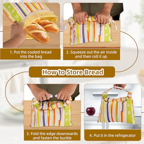 2 Pack Reusable Beeswax Bread Bags for Sourdough Storage