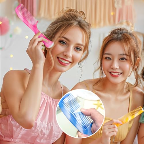 Pink Hair Comb Set - Wide Tooth, Fine Tooth, Rat Tail & Dual Comb