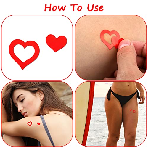 SAVITA 500 Heart Shaped Tanning Stickers - Self-Adhesive, 1 Inch
