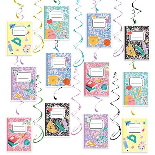 Back to School Swirl Decorations - 30 Colorful Hanging Streamers