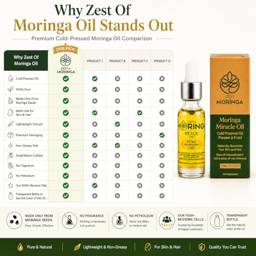 100% Pure Cold-Pressed Moringa Seed Oil - 15ml Nourishing Multi-Vitamin Oil