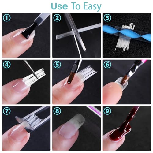 Beaupretty Fiberglass Nail Extension Fibers for Natural Look, Quick DIY Nail Tips